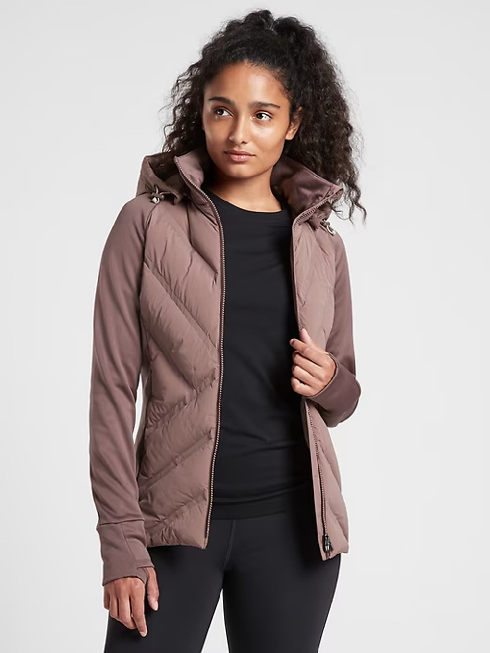 Athleta Inlet Down Puff Jacket XS Winter Workout Coat No Hood Zipper A011285